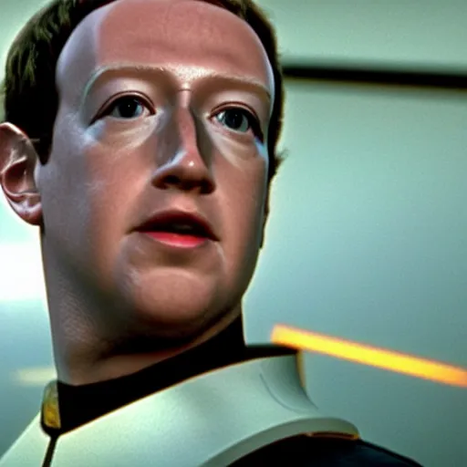 Image similar to a still of mark zuckerberg playing data in star trek : the next generation ( 1 9 8 7 )