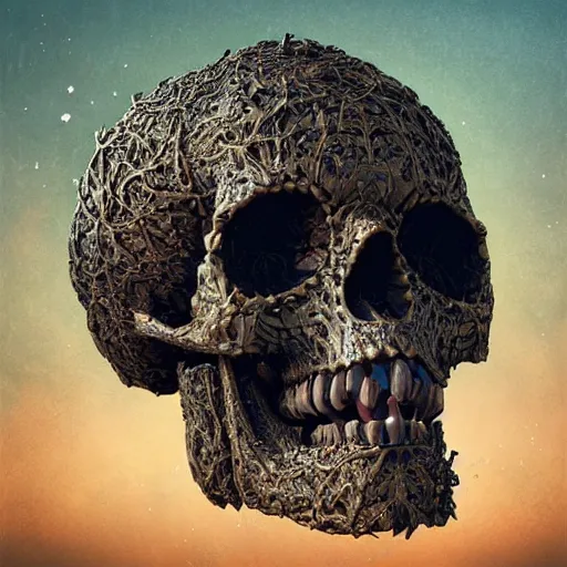 Image similar to portrait_of_a_melting_skull._intricate_abstract._intricate_artwork._by_Tooth_Wu_wlop_beeple_dan_mumford._octane_render_trending_on_artstat