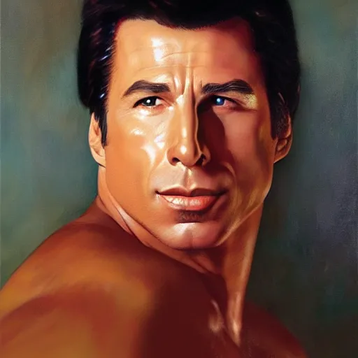 Prompt: ultra realistic portrait painting of john travolta, art by frank frazetta, 4 k, ultra realistic, highly detailed, epic lighting