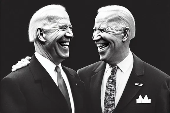 Image similar to “ very very intricate photorealistic photo of hitler and joe biden laughing together, detailed natural lighting, award - winning crisp details ”