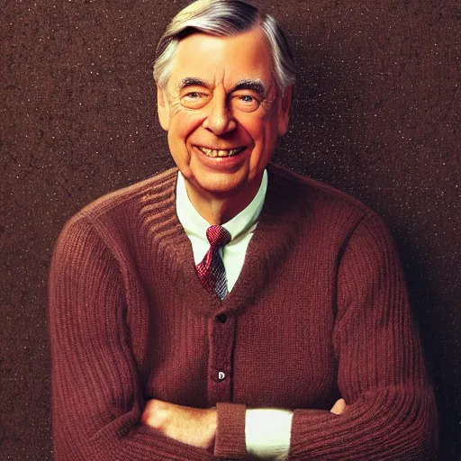 Image similar to mr rogers, wearing a sweater, sensual, romantic, dreamy, intricate, hyper detailed, accent lighting, dramatic light, 4 k octane render