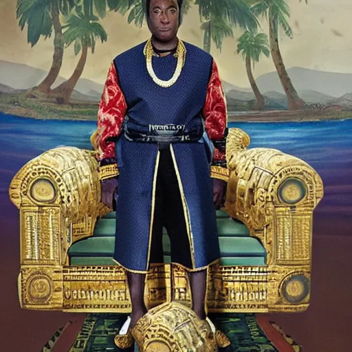 Image similar to saul goodman as an african emperor