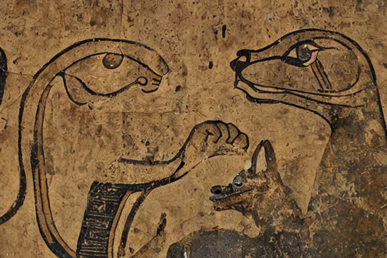 Image similar to cat, detail from an Ancient Egyptian mural