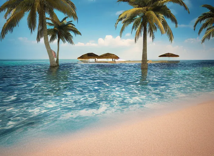 Image similar to hyperrealism, detailed textures, photorealistic 3 d render, a dreamy day on veredaro beach cuba, sharp focus, ultra realistic, ultra high pixel detail, cinematic, intricate, cinematic light, concept art, illustration, art station, unreal engine 8 k