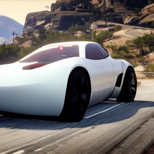 Prompt: futuristic sleek sports car in red dead redemption 2