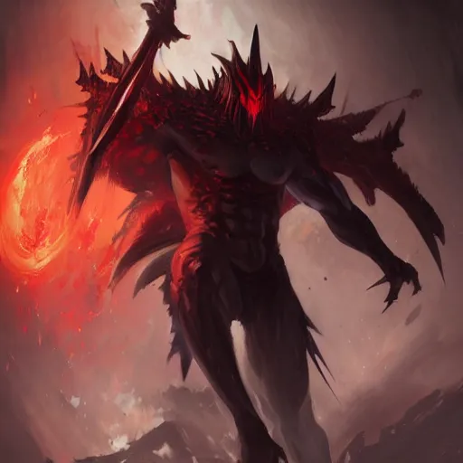 Prompt: aatrox as a nightbringer by greg rutkowski