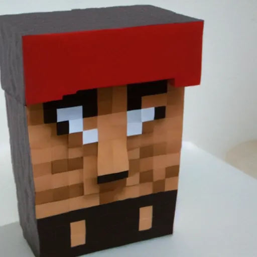 Image similar to Minecraft sculpture of a Chef Boyardee can