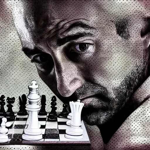 Prompt: joe rogan playing chess, digital art