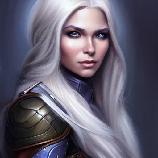 Prompt: portrait of a beautiful woman drow adventurer, ranger, Alexandria's genesis, chin-length hair, bored, illustration, soft lighting, soft details, hyper realism, high detailed, painting oil on canvas by mark arian by artgerm, trending on artstation, 4k, 8k, HD