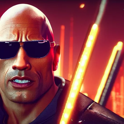 Prompt: Dwayne The Rock Johnson Cyberpunk 2077 mod