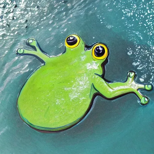 Image similar to a frog in the middle of the ocean,