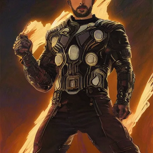 Prompt: Chris Evans wielding mjolnir, highly detailed, digital painting, artstation, concept art, smooth, sharp focus, illustration, ArtStation, art by artgerm and greg rutkowski and alphonse mucha and J. C. Leyendecker and Edmund Blair Leighton and Katsuhiro Otomo and Geof Darrow and Phil hale and Ashley wood and Ilya repin and Charlie Bowater