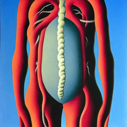 Prompt: magritte painting of abdominal aortic aneurysm