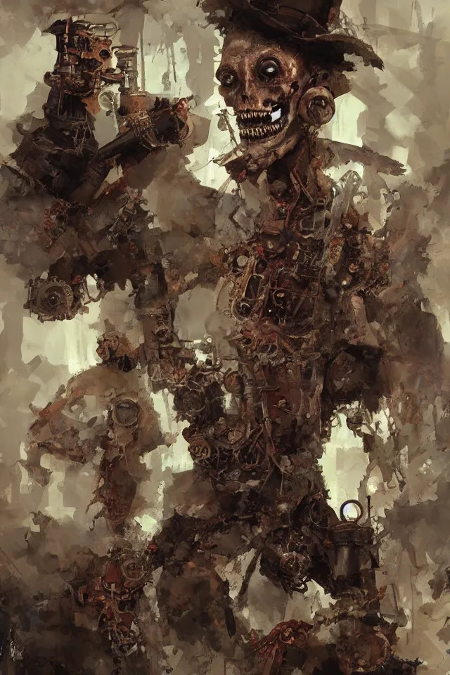 Prompt: steampunk zombie by craig mullins
