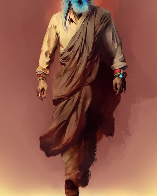 Image similar to full body portrait of Sadhguru, WLOP, Rossdraws, frank frazetta, Andrei Riabovitchev, Marc Simonetti, tranding on artstation