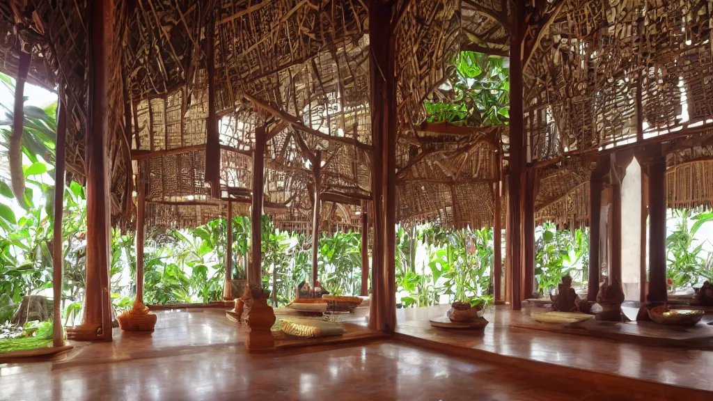 Image similar to bali interior indoor architecture, trending, famous, popular