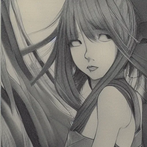 Image similar to young girl by suehiro maruo, detailed, manga, illustration