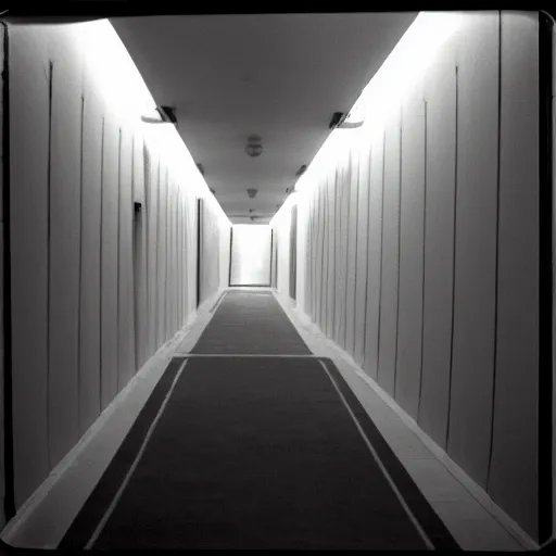 Image similar to Beautiful cameraphone 2005 soft liminal Photograph of an infinite dark hallway pool