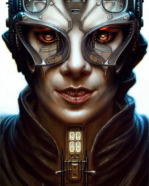 Prompt: front shot of a cyberpunk criminal mastermind character, intricate, elegant, highly detailed, centered, (((artstation, concept art, smooth, sharp focus, artgerm, Tomasz Alen Kopera, Peter Mohrbacher, donato giancola, Joseph Christian Leyendecker, WLOP, Boris Vallejo))), mugshot!!!!!, ugly!!!!!!