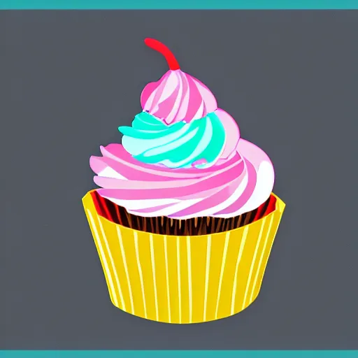 Image similar to colourful cupcake, vector style, realistically shaded