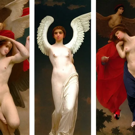 Prompt: christian art, Donald Trump next to AOC, painted by William Adolphe Bouguereau, angels and mary