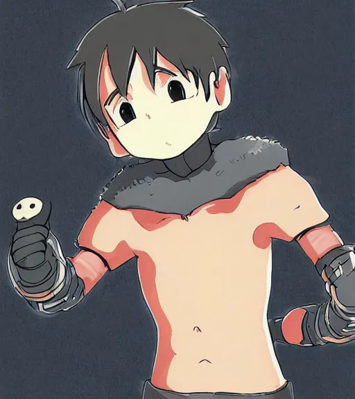 Image similar to attractive little boy wearing an cyborg bear suit, artwork in kentaro miura and made in abyss and inazuma eleven, smooth, beautiful lightness, anatomically correct, trending on pixiv, sensual composition