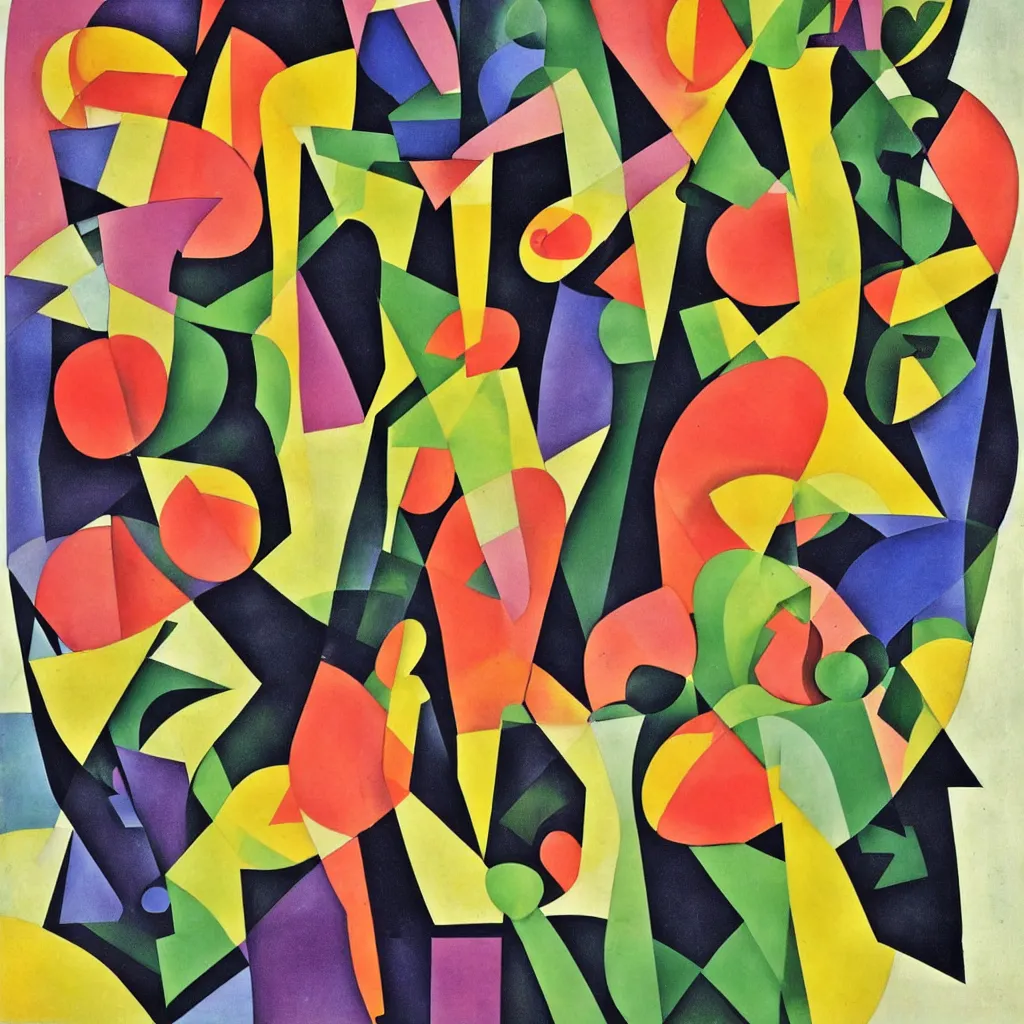 Image similar to apples and mangos in the style of eileen agar and olexander archipenko, noise, stroke cutout album cover art