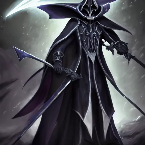 Prompt: Splash art of Grim Reaper Karthus from League of Legends
