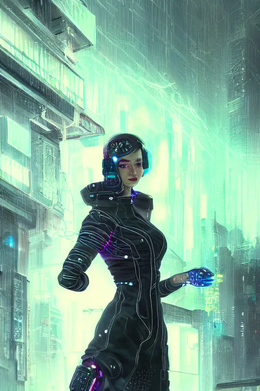 Image similar to portrait futuristic talented cyberpunk female Alchemist, in futuristic stormy heavy snowy thunder tokyo rooftop Enchantment cyberpunk night, ssci-fi, fantasy, intricate, very very beautiful, elegant, neon light, highly detailed, digital painting, artstation, concept art, soft light, hdri, smooth, sharp focus, illustration, art by tian zi and craig mullins and WLOP and alphonse mucha