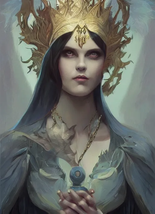 Image similar to tarot!!, fairy queen, fantasy medieval, no noise, elegant, concept art, sharp focus, beautiful face!!, digital art, smooth defined outlines!!, by Brom, trending on Artstation, Tom Bagshaw, Sargent