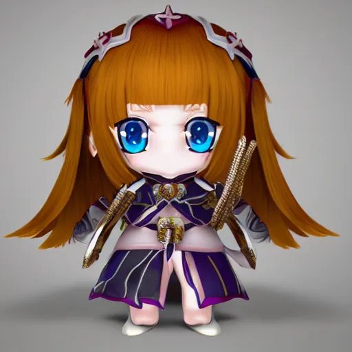 Prompt: cute fumo plush of a knight girl of a royal legion, anime girl with long hair, matcap metal reflectance, kawaii, vray