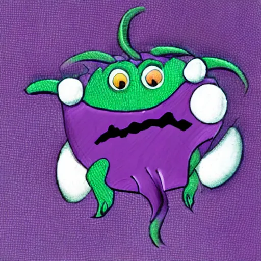 Image similar to flying purple monster with 1 eye and 1 horn