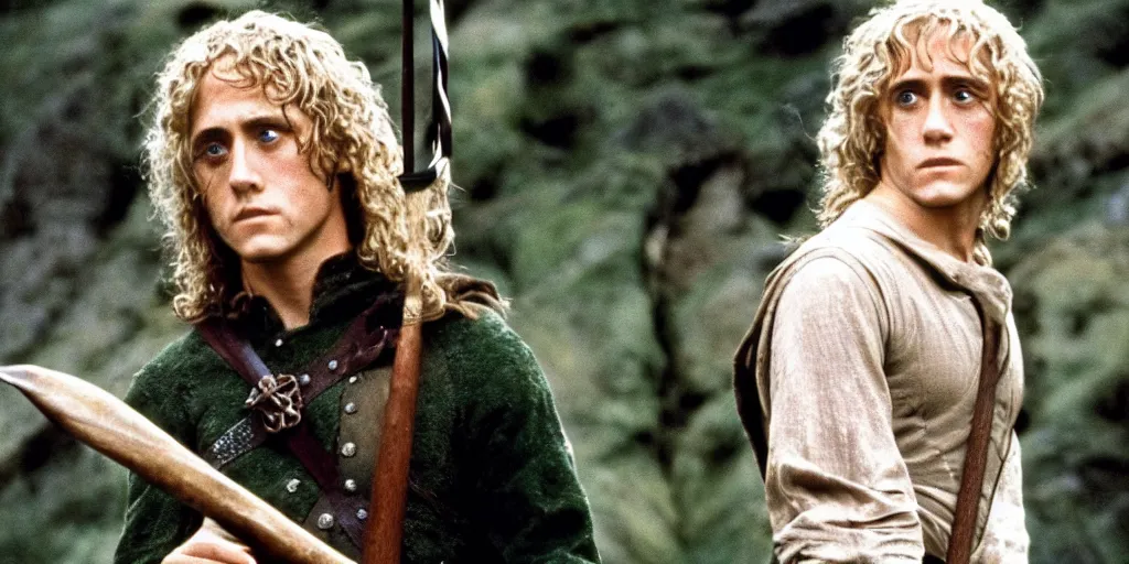 Image similar to A full color still of Roger Daltrey playing Legolas in Stanley Kubrick’s The Lord of the Rings, 35mm, 1970