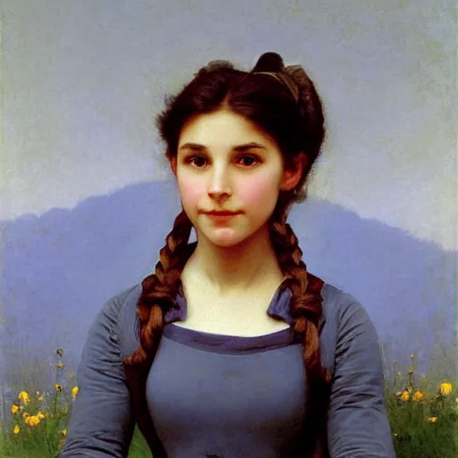 Prompt: A portrait of Judy Hopps by William-Adolph Bouguereau and John Signer Sargent, oil painting of Judy Hopps by Bouguereau