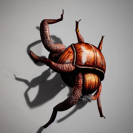 Image similar to a hybrid creature, half snail half spider, climbing a wall, trending in artstation, octane Render