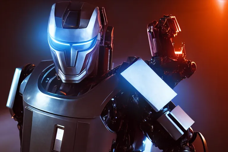 Image similar to vfx film, spacex teslabot optimus - subprime, sleek humanoid robot, flat color profile low - key lighting award winning photography arri alexa cinematography, hyper real photorealistic cinematic, atmospheric cool colorgrade