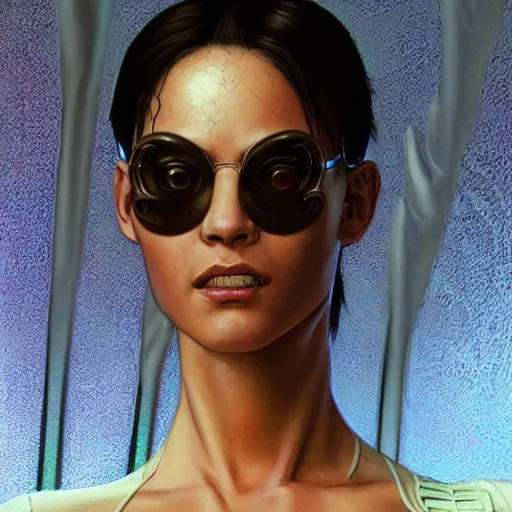 Image similar to [Ibai Llanos in the movie Matrix as GTA character, closeup, D&D, intricate, elegant, highly detailed, digital painting, artstation, concept art, matte, sharp focus, illustration, art by Artgerm and Greg Rutkowski and Alphonse Mucha and Enki Bilal]