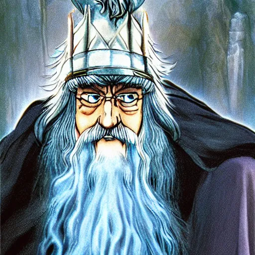 Image similar to gandalf from the anime lord of the rings (1986), studio ghibli, very detailed, realistic