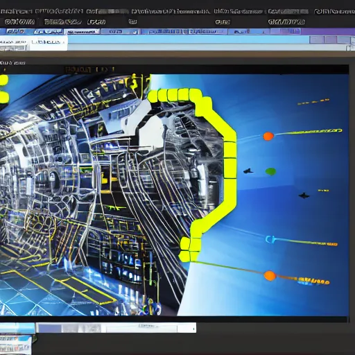 Prompt: futuristic programming ide, powered by ai, from sci - fi movie.