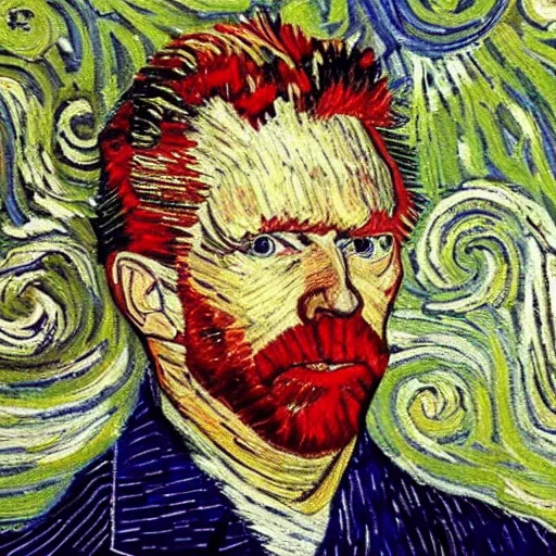 Image similar to self portrait of Donald trump in style of Van Gogh
