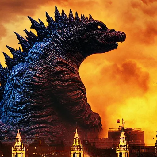 Prompt: godzilla destroying big ben