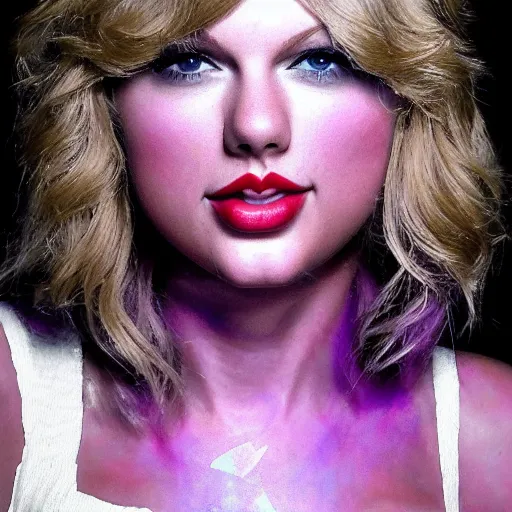 Prompt: taylor swift made of purple ice