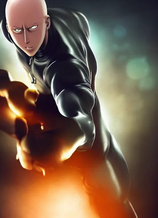 One punch man action pose plain background