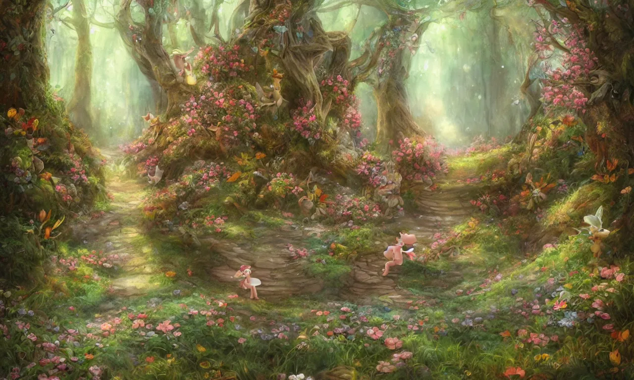 Image similar to fairy tale forest painted by Nicoletta Ceccoli, vivid colors, high details, cinematic, 8k resolution, beautiful detailed, photorealistic, digital painting, artstation, concept art, smooth, sharp focus, illustration, fantasy background, artstation trending, octane render, unreal engine