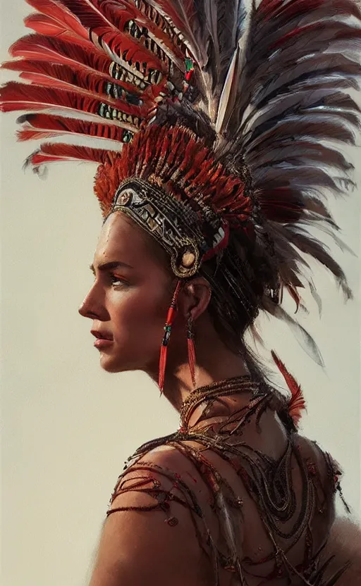 Image similar to gorgeous redskin woman wearing headdress, intricate, elegant, highly detailed, artstation, concept art, smooth, sharp focus, illustration, art by stefan kostic and greg rutkowski