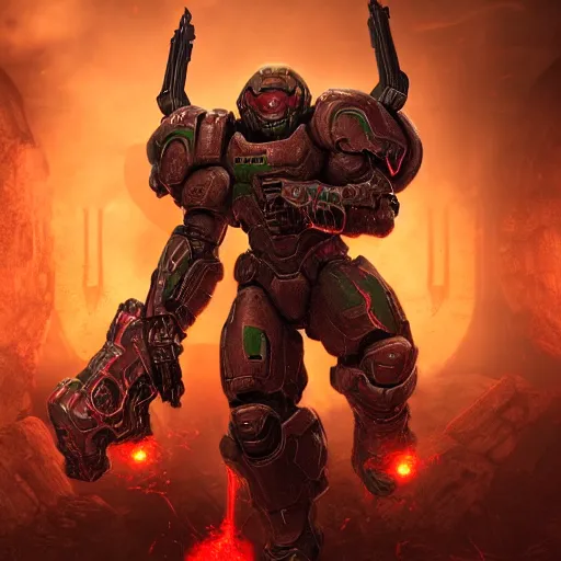 Image similar to doom slayer from doom eternal, photography