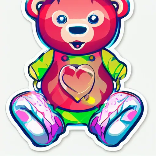 Image similar to Skater teddy bear, sticker, highly detailed, colorful, illustration, drama, smooth and clean vector curves, no jagged lines, vector art, smooth