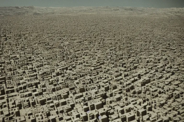 Image similar to film still of gigantic city in a succulent desert, by Étienne-Louis Boullée, ektachrome full-HD