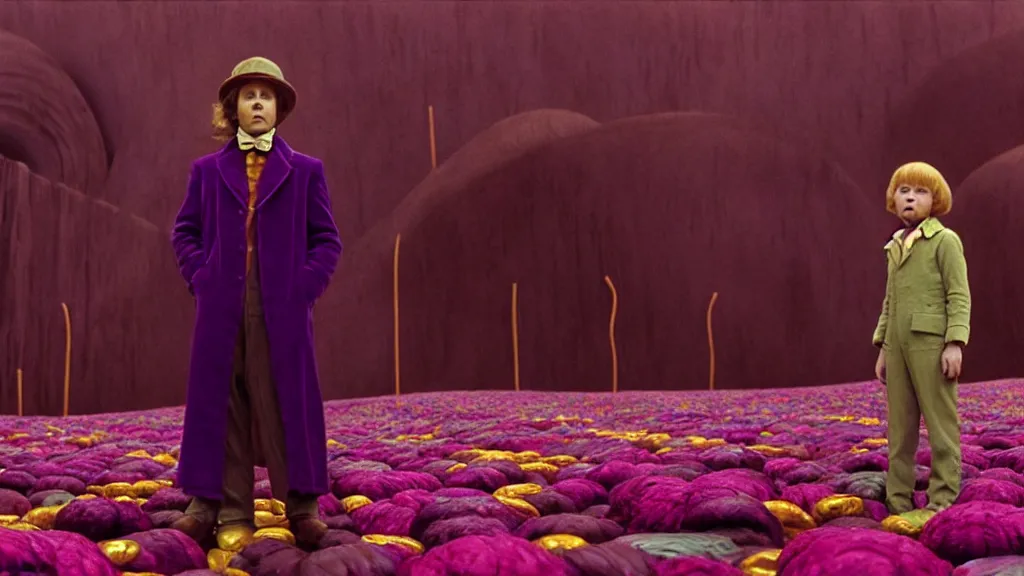 Charlie in Willy Wonka’s chocolate factory, film still Stable