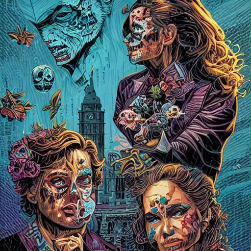 Prompt: the dead of night, by Dan Mumford and Sandra Chevrier